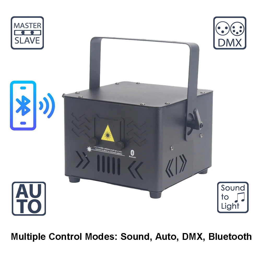 4W RGB Laser Stage Light DMX512 Bluetooth APP Control Sound Auto DJ Party Light Show for Club DJ Disco Bar Home Events Lighting