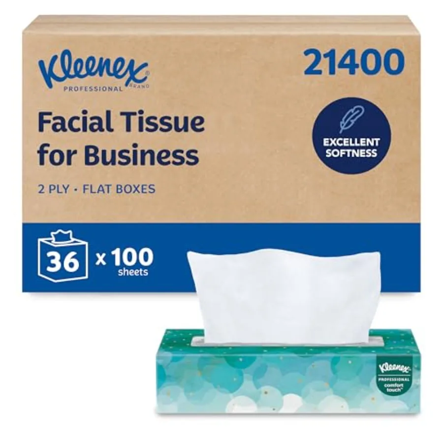 

Professional Facial Tissue Bulk 21400 2-Ply Flat Boxed Format Designed for Business (100 Tissues/Box 36 Boxes 3 600 Sheets/Case