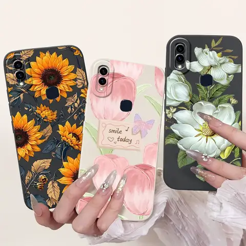 Phone Case For Vivo V9 V 9 Youth Y85 Z1i Z1 Lite 1851 1723 1726 1727 Elegant Floral Cat Painted Soft Silicone Shockproof Cases