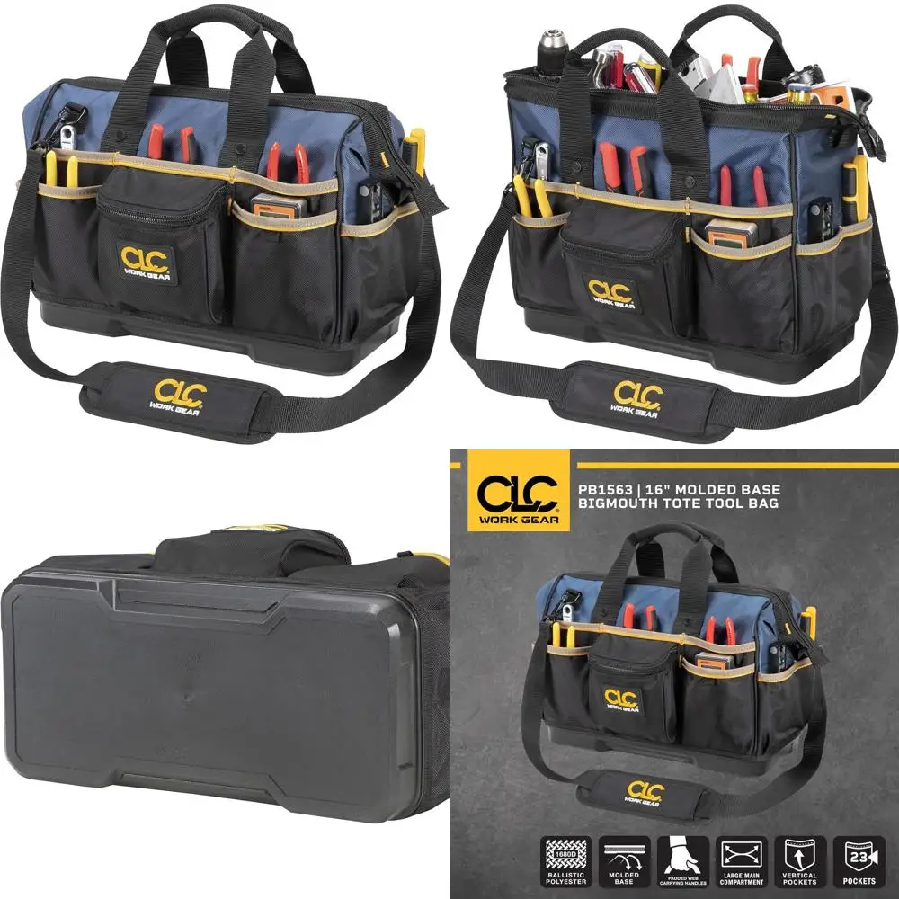 

Large Mouth Tote Tool Bag with Molded Base - CLC Work Gear PB156316
