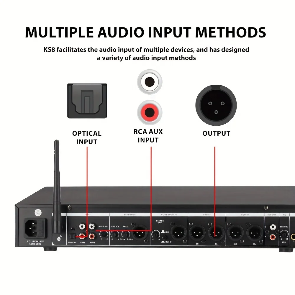 LMBGM-KS8 Professionele Pre-Stage Effector USB 12-Segment Hoge Middelgrote en Lage Audio Aanpassing Processor KTV Digitale Reverb