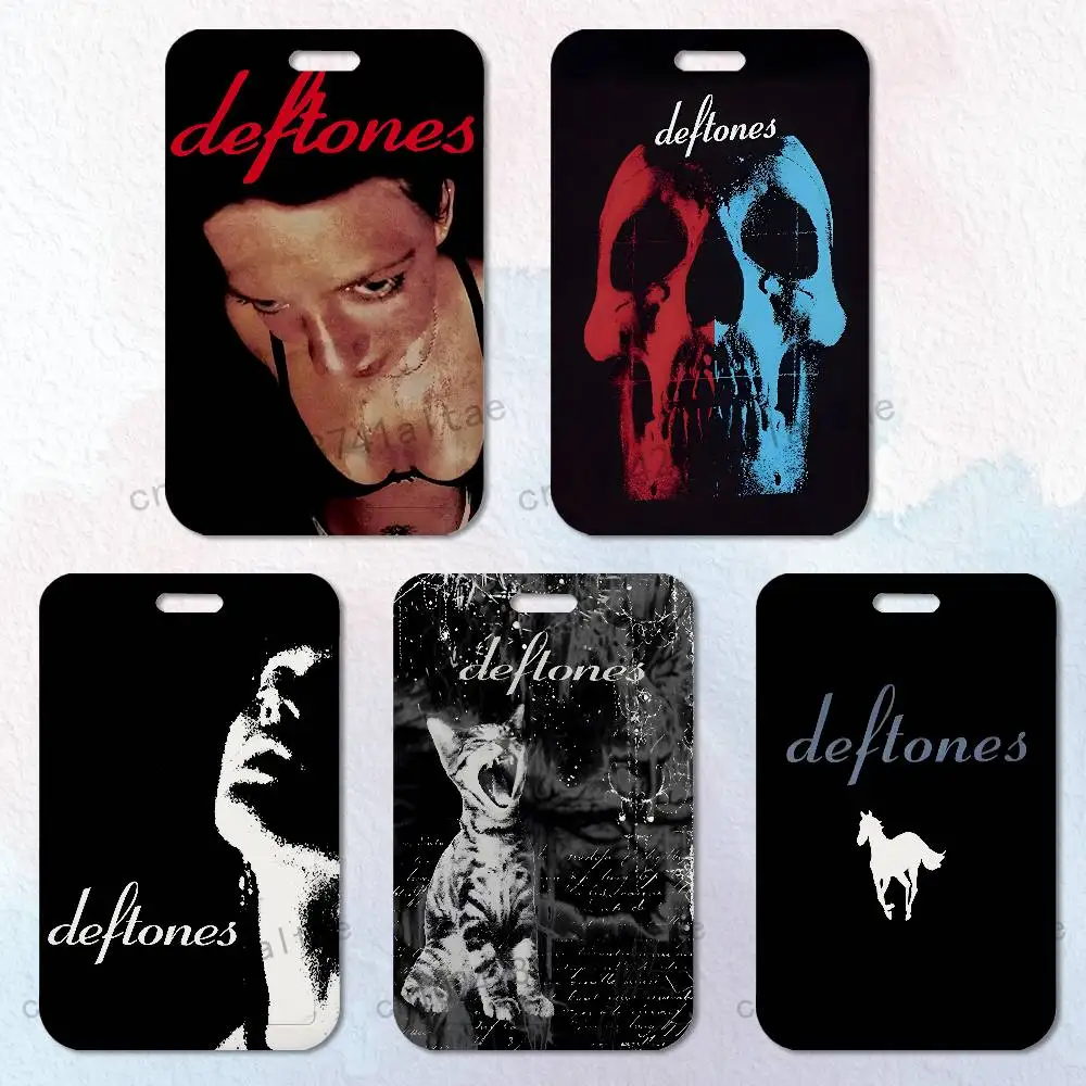 

Band D-Deftones ES Card Holder Durable With Carabiner Name Tag Vertical ID Badge Holders Credentials Protection