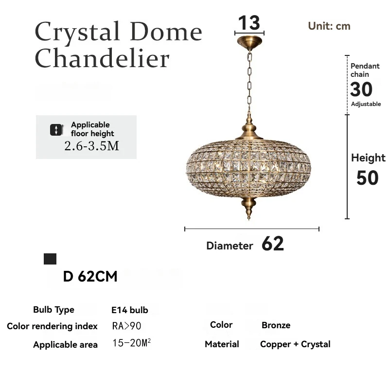 Amerikaanse ovale kristallen kroonluchter Vintage koperen licht voor woonkamer slaapkamer villa eetkamer woondecoratie hanglamp