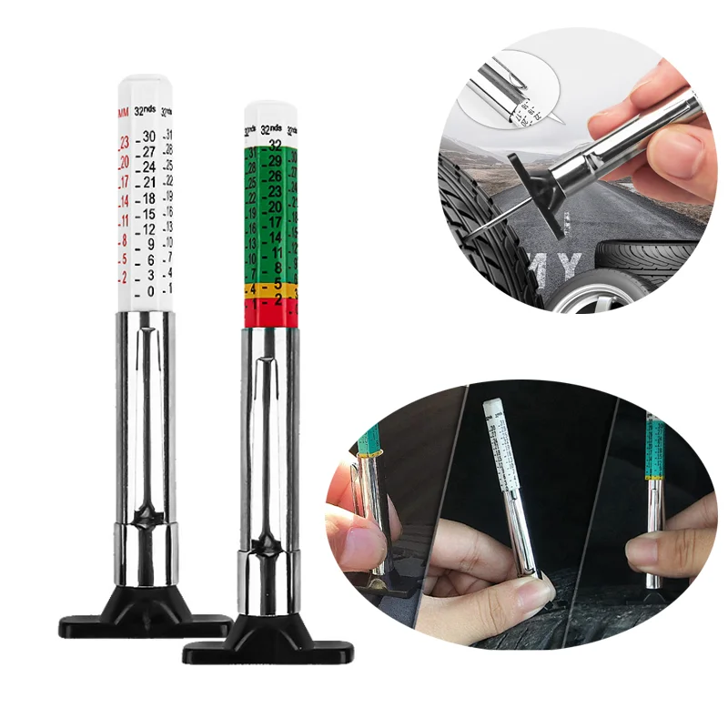 1pcs Safety Essentials Car Tyre Thickness Gauge Universal Tyre Tread Depth Ruler Car Inspection Tools Supplies Car Accessories