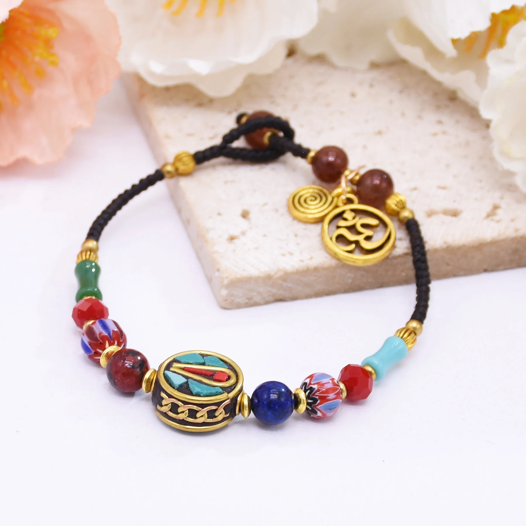 Vintage Ethnic Colorful Resin Bead Weave Rope Bracelet For Women Boho African Tribal Party Handmade Bangle Indian Turkey Jewelry
