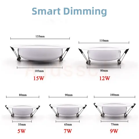 Dimmable LED Downlight 10pcs Tricolor Dimming 5W 7W 9W 12W 15W Spot Recessed LED Ceiling Downlight Light Tri-tone Light Lamp