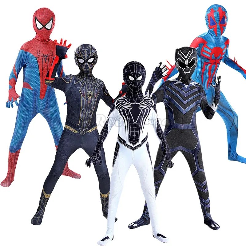 

New Black Panther Spider and Man No Way Home Cosplay Costume Zentai Costume Superhero Bodysuit Spandex Suit for Kids Adult