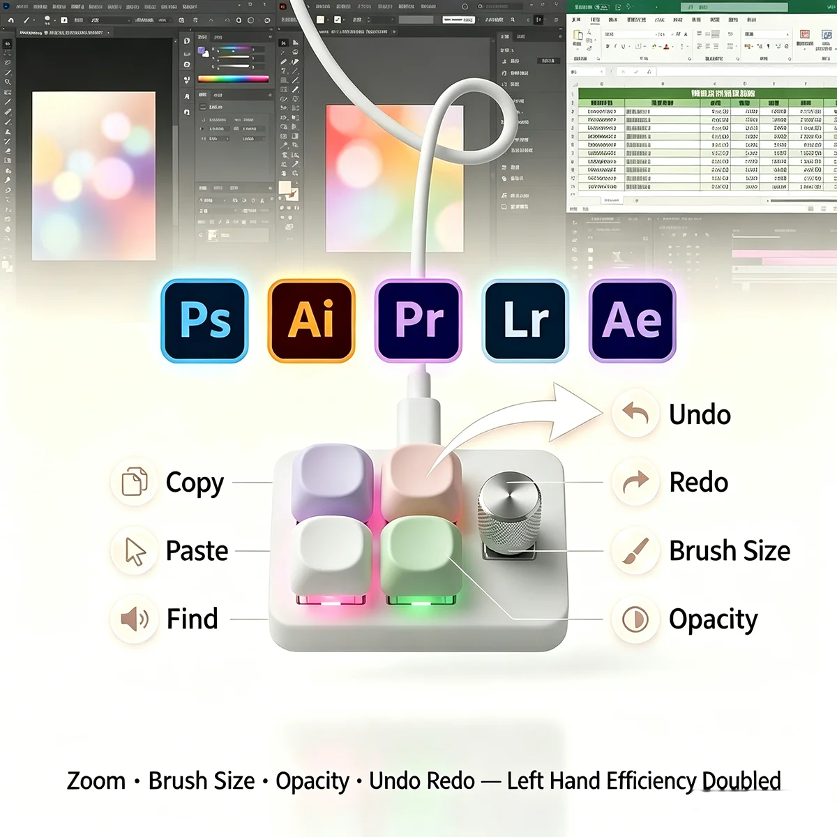 4key + Knob Encoder Programmable DIY Designer Edit Macro Hot Swap Macaron Color Mini Keypad Wired USB
