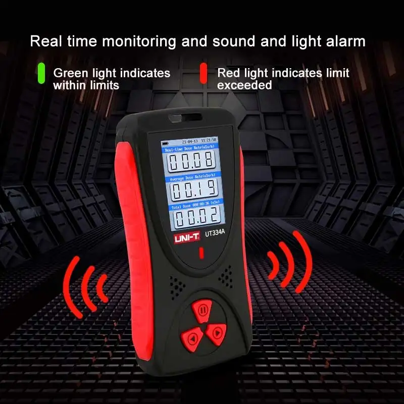 UNI-T UT334A Detector de radiación Nuclear Digital GM Geiger tubo de conteo recargable β - γ Monitor de radiación portátil de rayos X