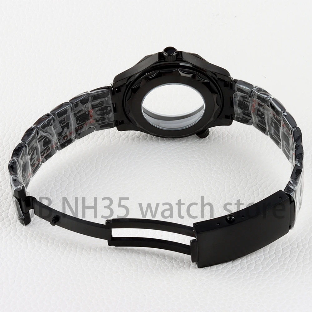 عالية الجودة الأسود PVD 41 مللي متر NH35 الحال بالنسبة ل سيماستر 300 600 Mod NH35 NH36 حركة 31 مللي متر الهاتفي الفولاذ المقاوم للصدأ حزام مقاوم للماء #6