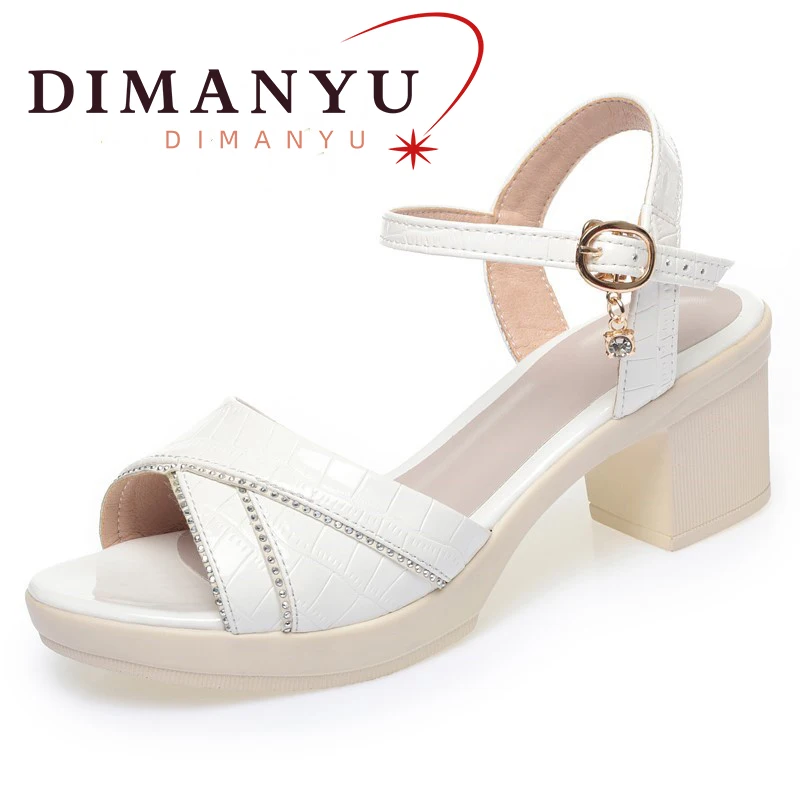 

DIMANYU Women's Sandals Genuine Leather 2024 Summer New Fashion Women's Sandals Hollow Fish Mouth Sandals Ladies