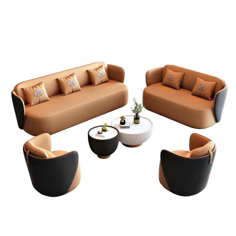 Hotel lobby lounge area reception sofa club living room office coffee table sales office negotiation sofa