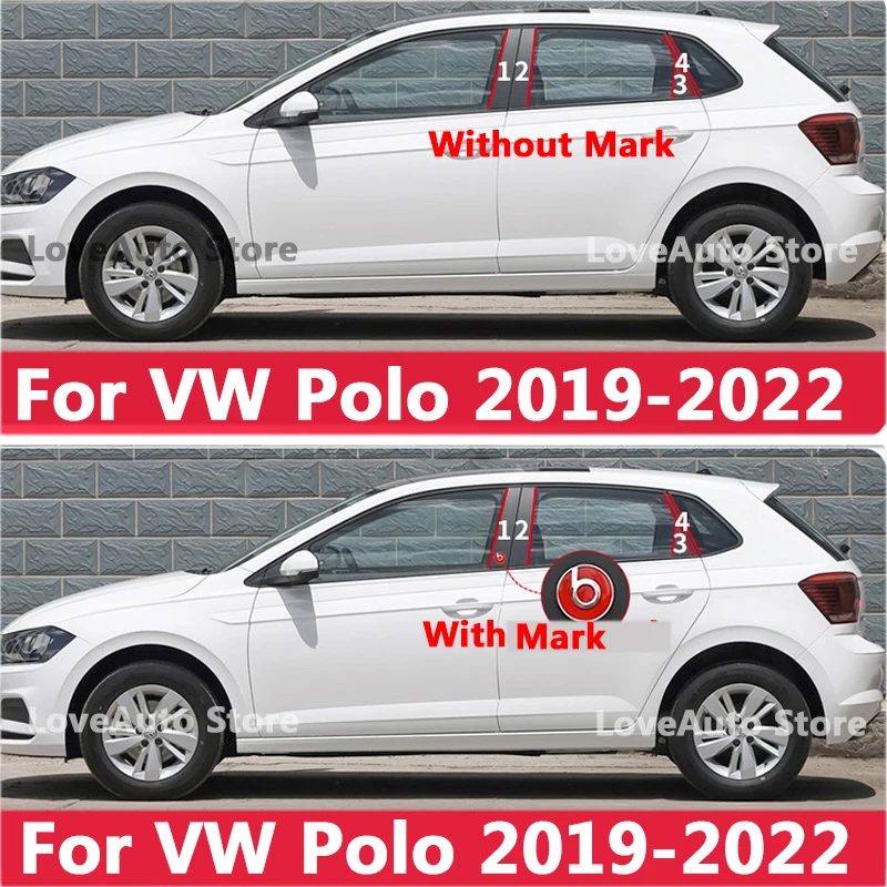 

for Volkswagen VW Polo 2022 2021 2020 2019 Car Window Central Column B C Pillar Cover Trim Mouldings Sticker Frame Accessories