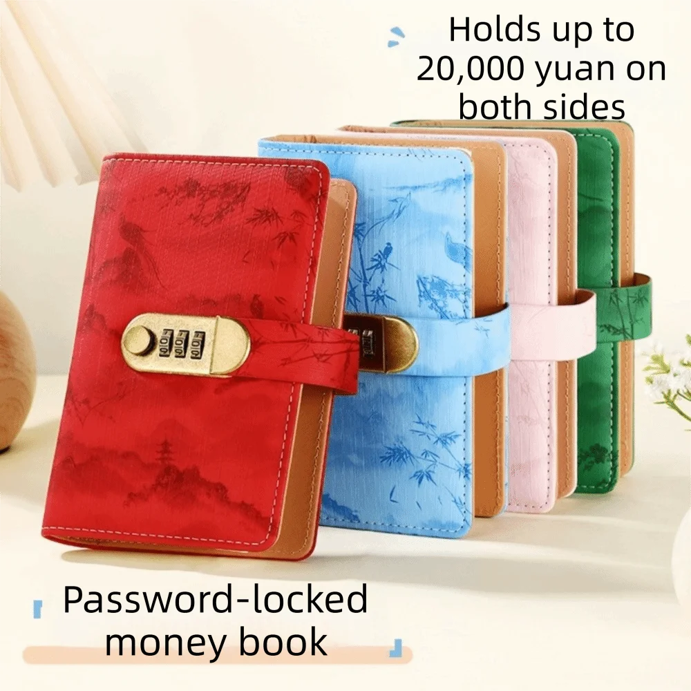 Waterproof Savings Challenge Binder Multi Pockets Password Lock Fixed Deposit Book PU Vintage Budget Bill Planner Cash Saving view 5