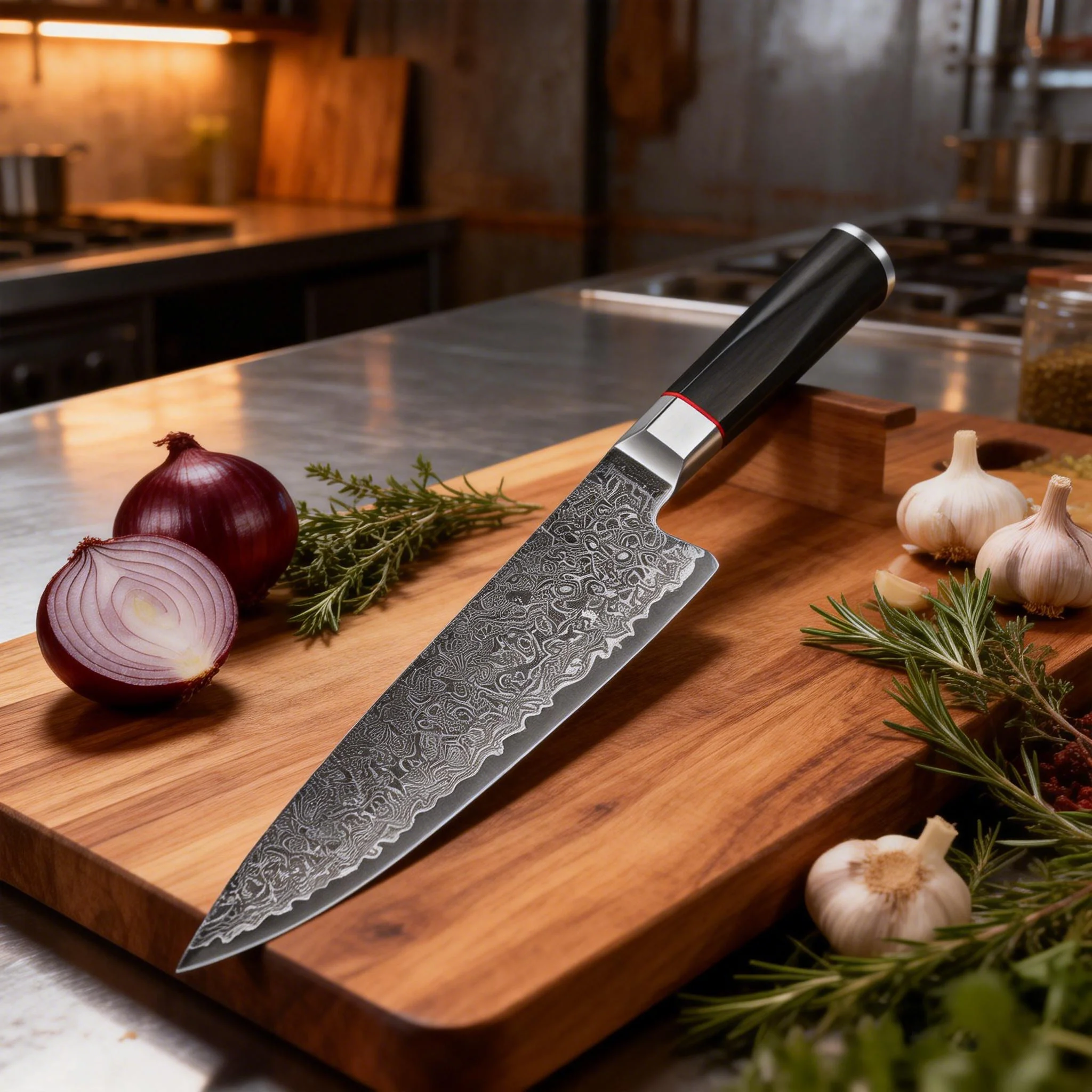 

Professional chefs kitchen knife Damascus chefs knife with wooden handle Japanesestyle knife - for cutting meat and vegetables