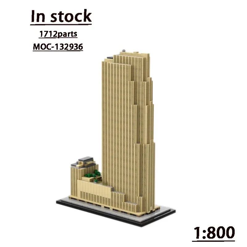 

MOC-132936 30 Rockefeller Plaza 1:800 Scale Assembling Stitching Building Block Model1712parts Street View Boy Building BlockToy