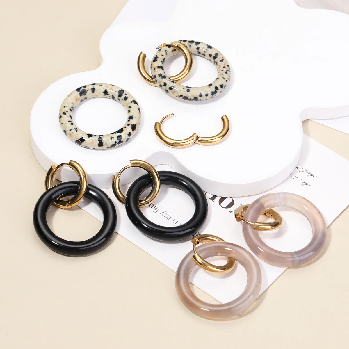Natürliche Edelstein Frau Ohrringe Übergroße Creolen Edelstahl Ohrringe Hochzeit Party Schmuck Geschenke Damen Edlen Schmuck