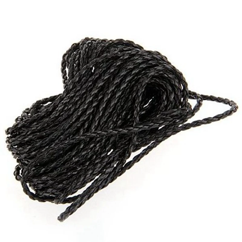 9M Preto Trançado Couro Colar Cord String DIY 3Mm HOT Com 3Mm Colar De Cordão De Borracha Preta-24 Polegada