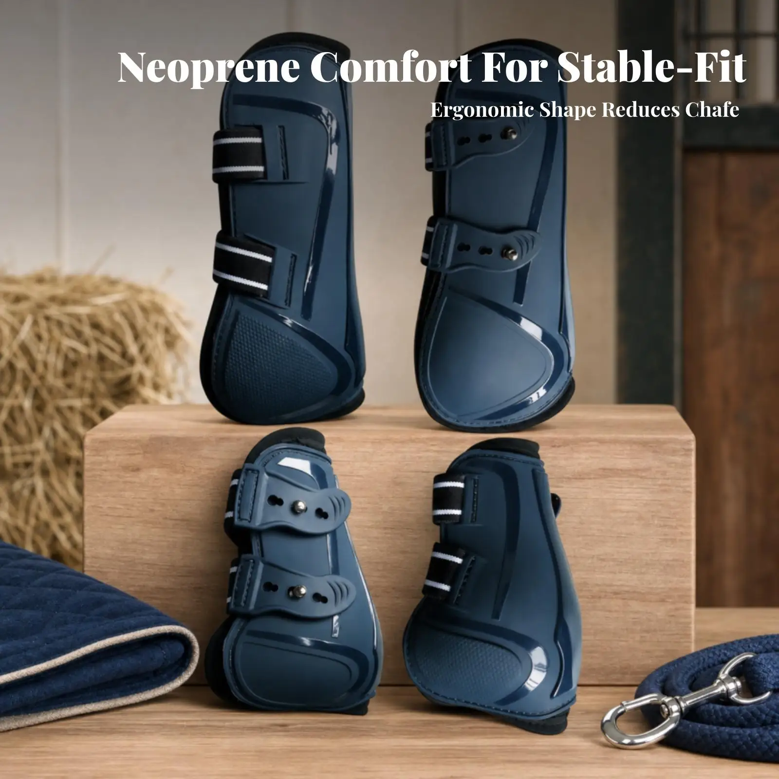 Horse Leg Protector 4 Pack PU Shell Equestrian Jumping Boots for Horse Front Hind Leg Support Training Gear