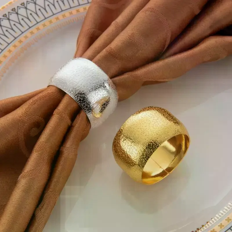 Reusable Metal Napkin Rings Hammer Pattern Dinner Napkin Holders For Wedding Dining Table Decor