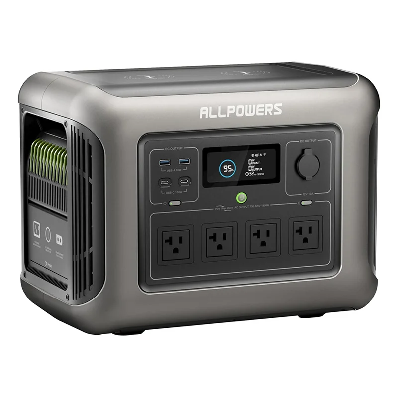 محطة طاقة محمولة ALLPOWERS R1500 بقدرة 1152 وات في الساعة LiFePO4 مع مولد طاقة شمسية بمخرج تيار متردد 1800 وات لحفلات الحديقة