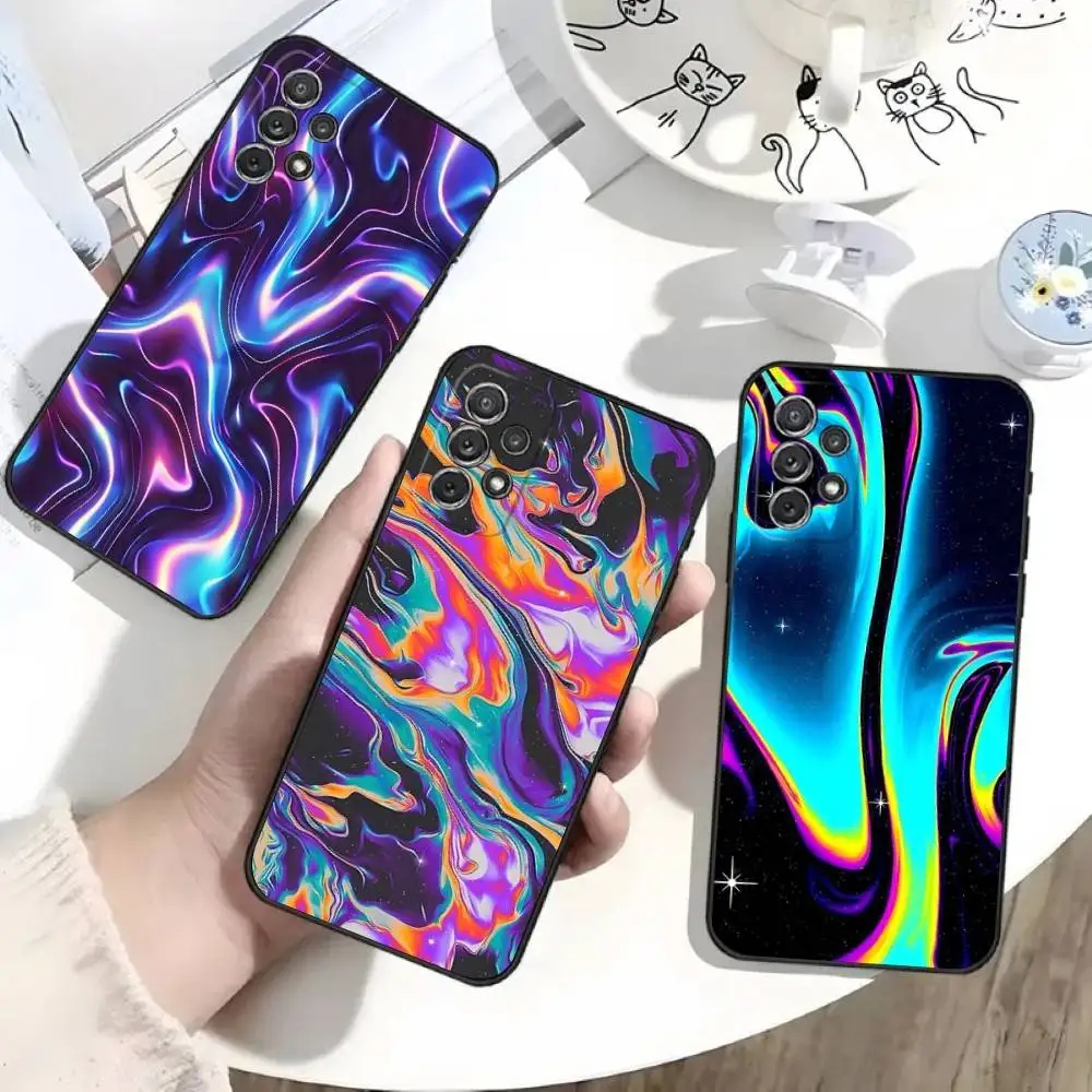 

Psychedelic trippy Holographic Phone Case For Samsung S25,S24,S21,S22,S23,S30,Ultra,S20,Plus,Fe,Lite,Note,10 Black Soft Shell