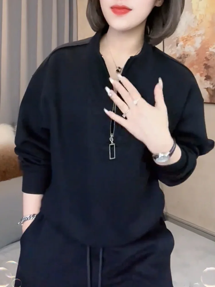 

Корейская повседневная женская кофта на молнии, универсальная, стройнящая фигуру, для работы и отдыха, с круглым вырезом, больших размеров