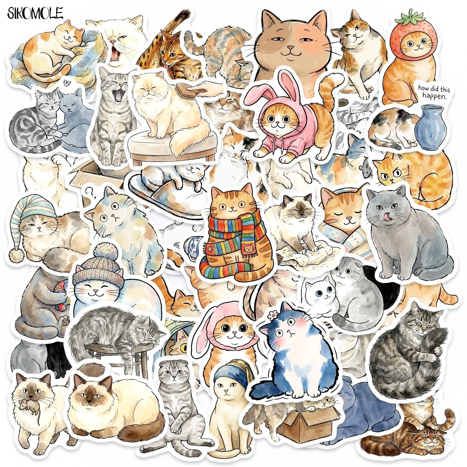 

10/30/50PCS Cartoon Cute Cats Animals Anime Stickers Kawaii DIY Kids Toys Car Guitar Luggage Suitcase Decals Graffiti Sticker
