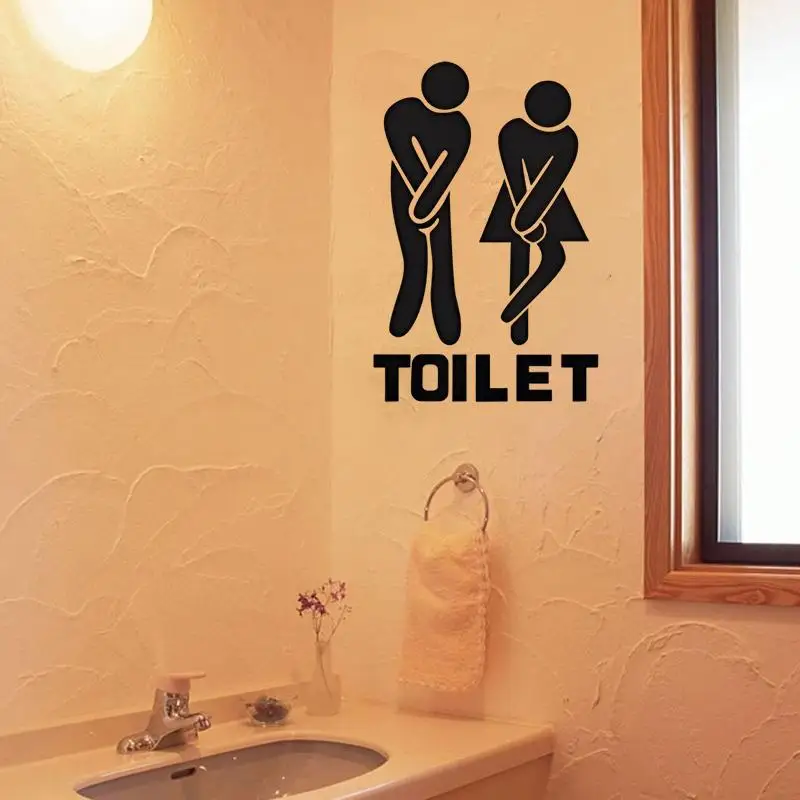 Waterproof Toilet Wall Sticker Removable Self Adhesive Durable PVC WC Decal for Restroom Renters Decor Easy to Apply
