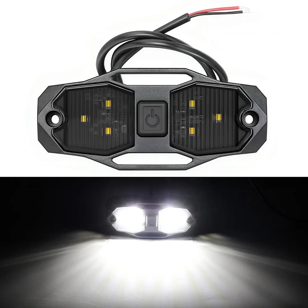 LED Dome Light Rock Light W/Switch White Roll Bar Mount For Polaris For RZR UTV 4WD Interior Reading Lamp Waterproof 6500K