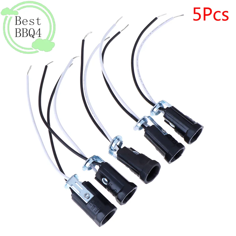 (BBQ4)5Pcs Candle Base E12 Lamp US Holder Light Sockets Keyless With 15CM Wire Lead