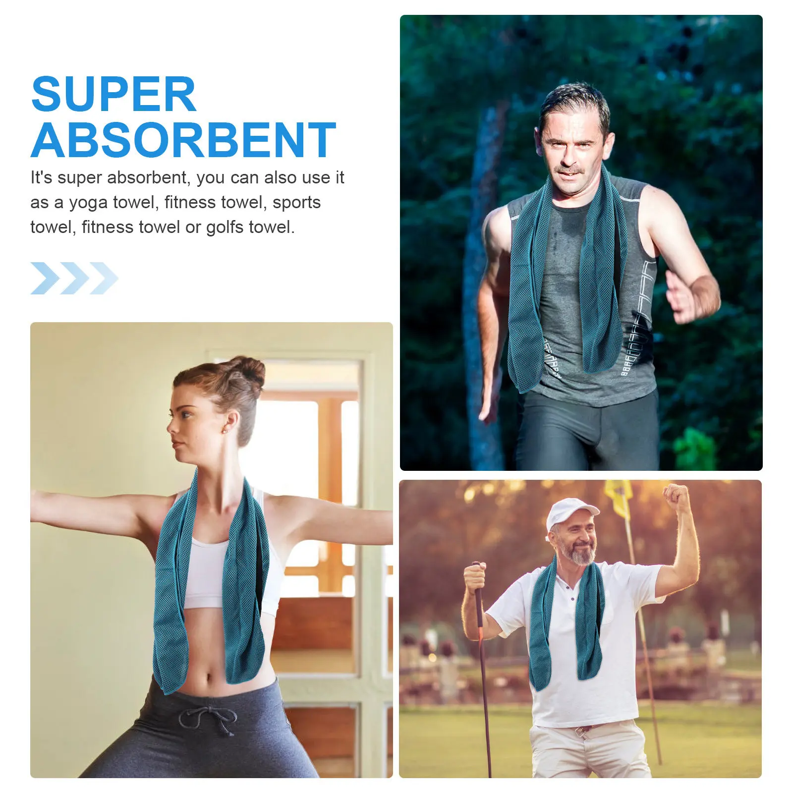 2Sets Skin-Friendly Quick Drying Towel Highly Absorbent Polyester Silicone Sports Towel for Workout Fitness Yoga Swim