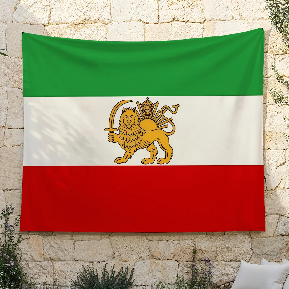 Historic Iran Persian with Lion Sun and Crown flag Tapestries Outdoor Parties Bedrooms Living Rooms Dorm Rooms Wall Decor