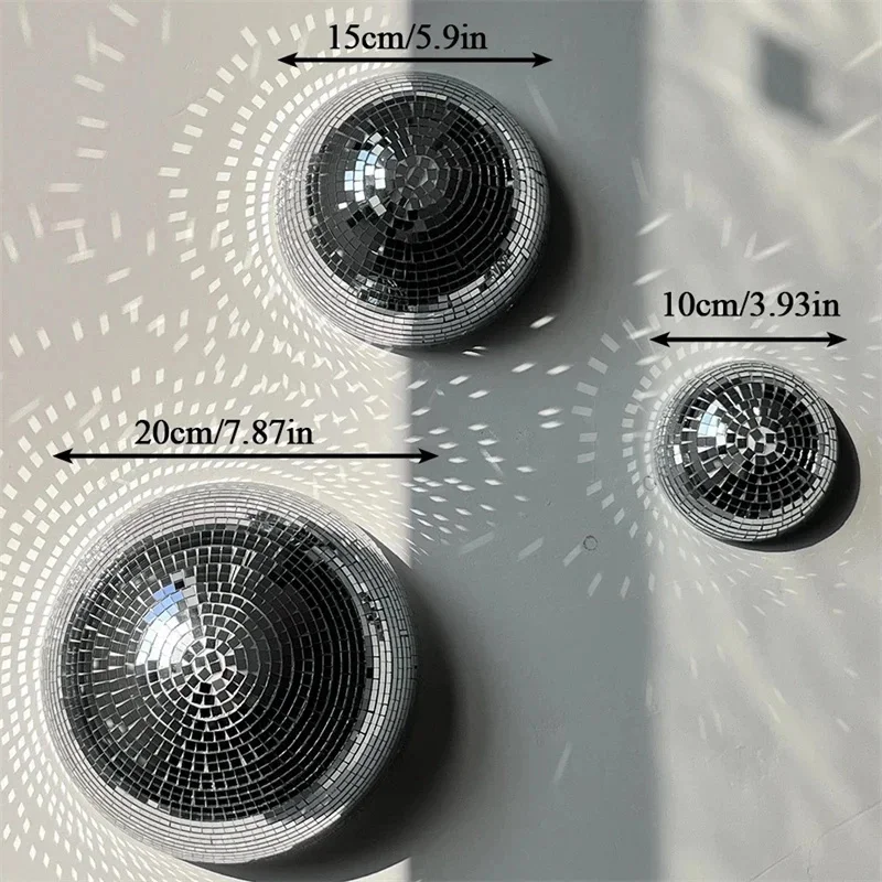 Disco Ball Mirrored Glass Half Sphere Wall Hanging With Self Adhesive Back For Party Centerpiece Home Decor For Teens And Adults