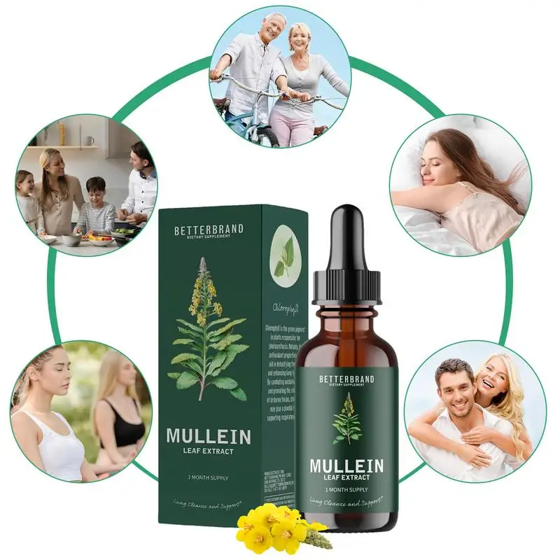 60ml Organiczna kapsułka z ekstraktem z liści Mullein do oczyszczania płuc i czyszczenia wątrobów Lungs Drops Detoxification Lug Clears Respiratory