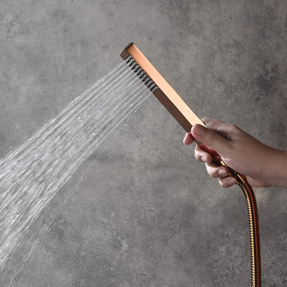 Système de douche avec robinet de douche en or rose, vanne d'équilibrage à 2 fonctions