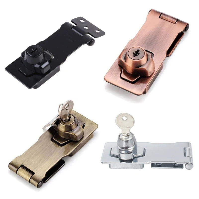 Keyed Hasp Locks Cabinet Locks with Keys and Screws Twists Knob Keyed Locking Hasp Padlock for Security Door Garage