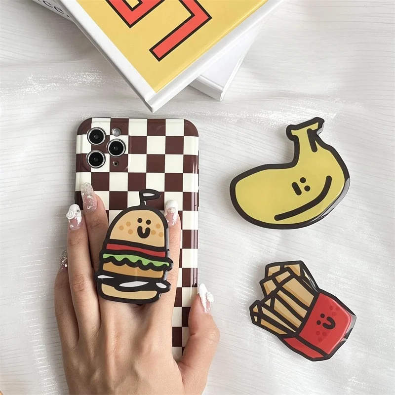 Divertente hamburger banana pieghevole supporto per impugnatura per telefono cellulare presa supporto tascabile per iPhone anello per dito Griptok supporto espandibile