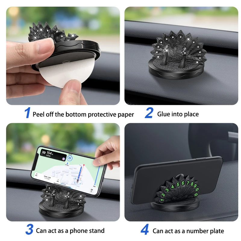 Peacock Cell Phone Holder with 360 Degree Rotate Phone Stand Mount Bracket for Cell Phone Number for Car Temporary Parking