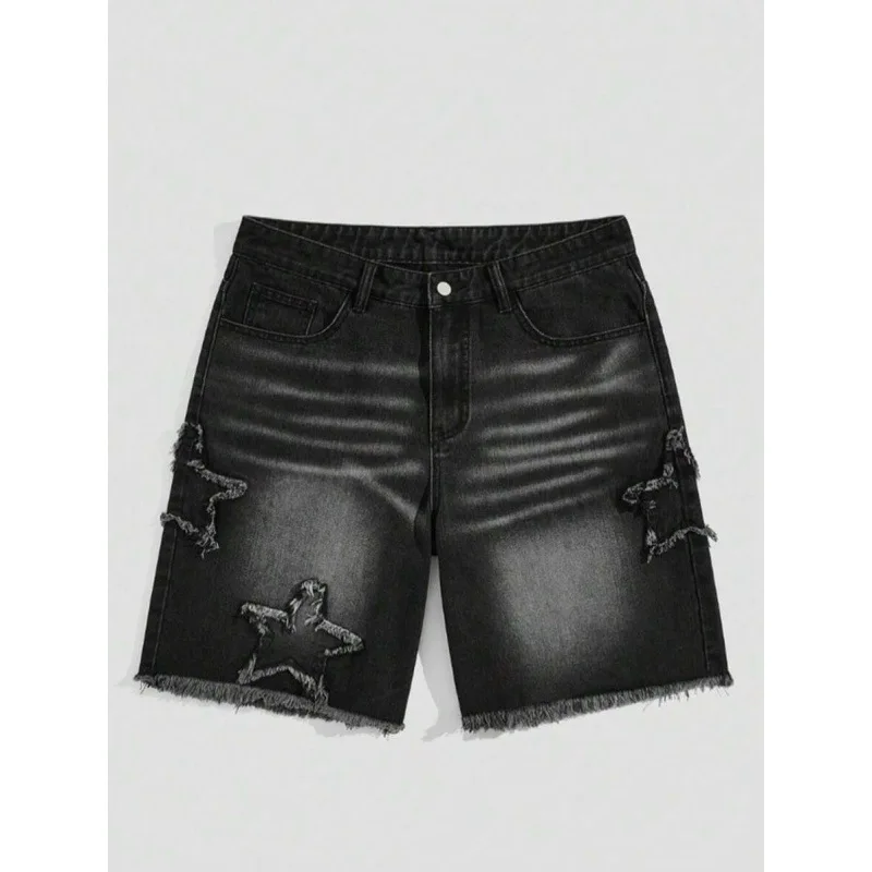 

Мужские джинсовые шорты с нашивками 44550, лоскутные, для весны и лета, повседневные, удобные, дышащие, легкие