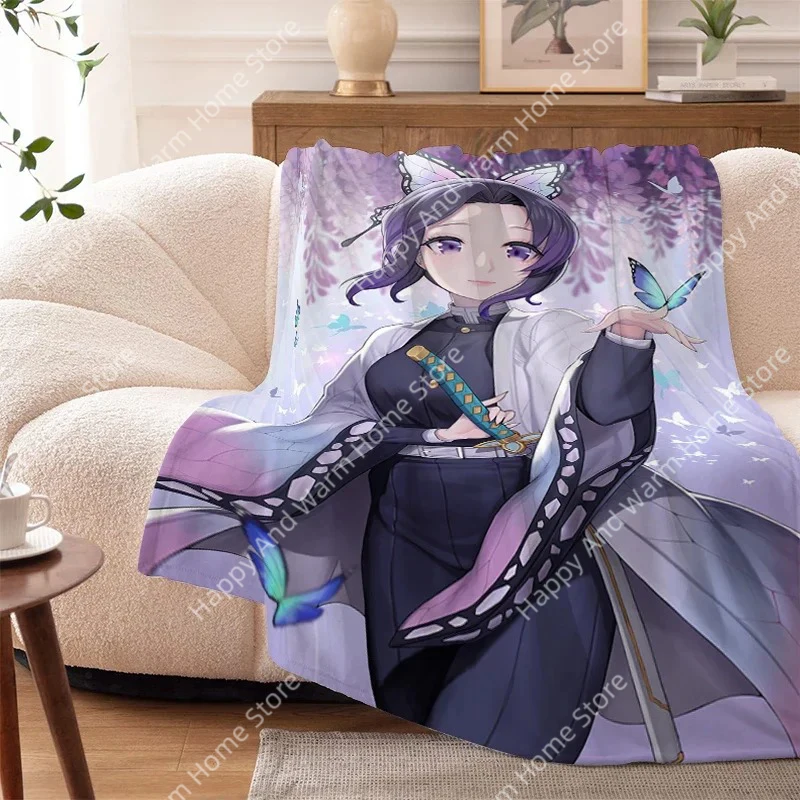 

Sofa Blankets for Winter Anime D-Demons Slayer Warm Knee Bed Fleece Camping Fluffy Soft Blankets Microfiber Bedding King Size