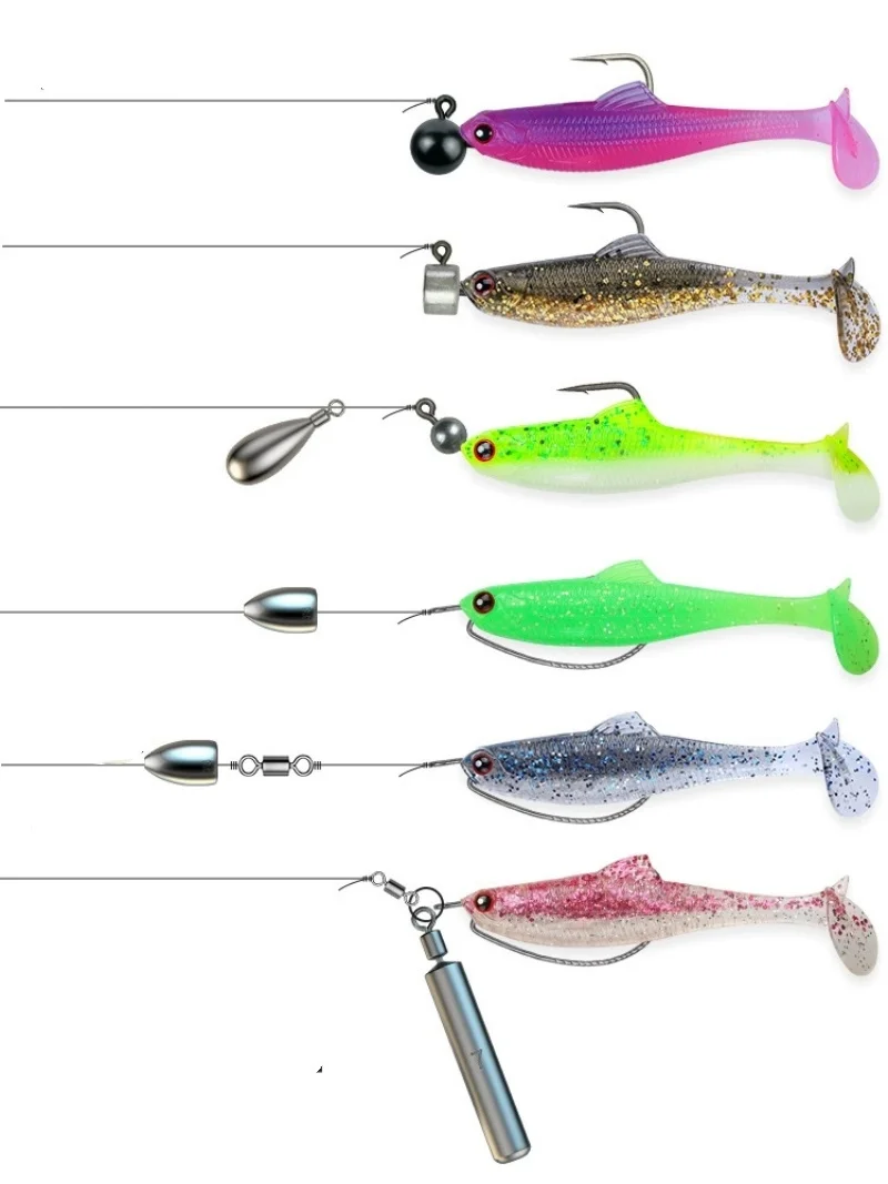 Reizbarer weißer Streifen, weicher Köder, T-Schwanz, Angelköder, langsam sinkend, künstlicher Köder, Wurm, 4–7 cm, schwarzer Pit Culter, Mandarine – Detail 1