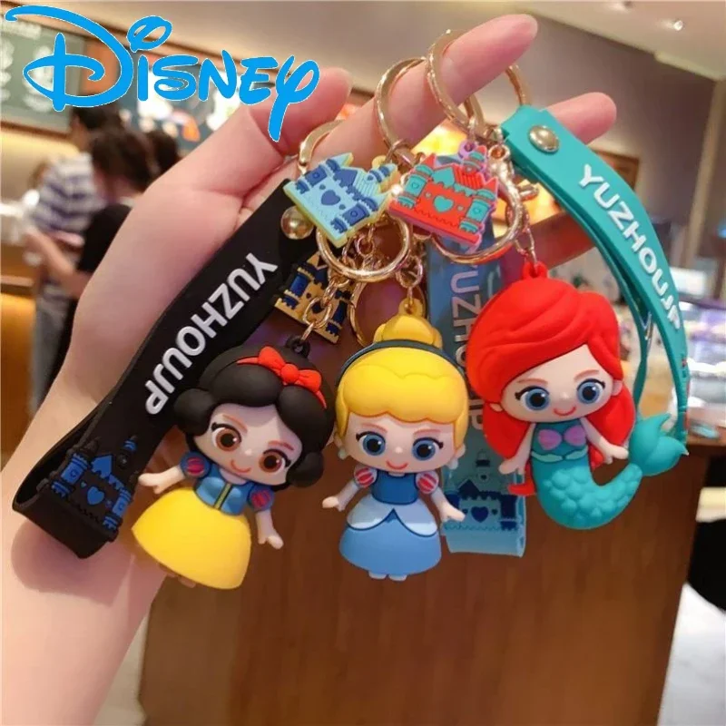 

Disney Ariel Cinderella Rapunzel Belle Anime Figure Peripheral Doll Keychain Keyring Decoration Pendant Bag Toy Children Gifts