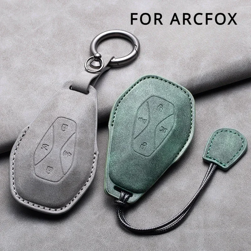 Car Key Case For ARCFOX Alpha S Alpha T aS aT GT ECF ARCFOX-7 Leather Car Key Cover Protector For Arcfox