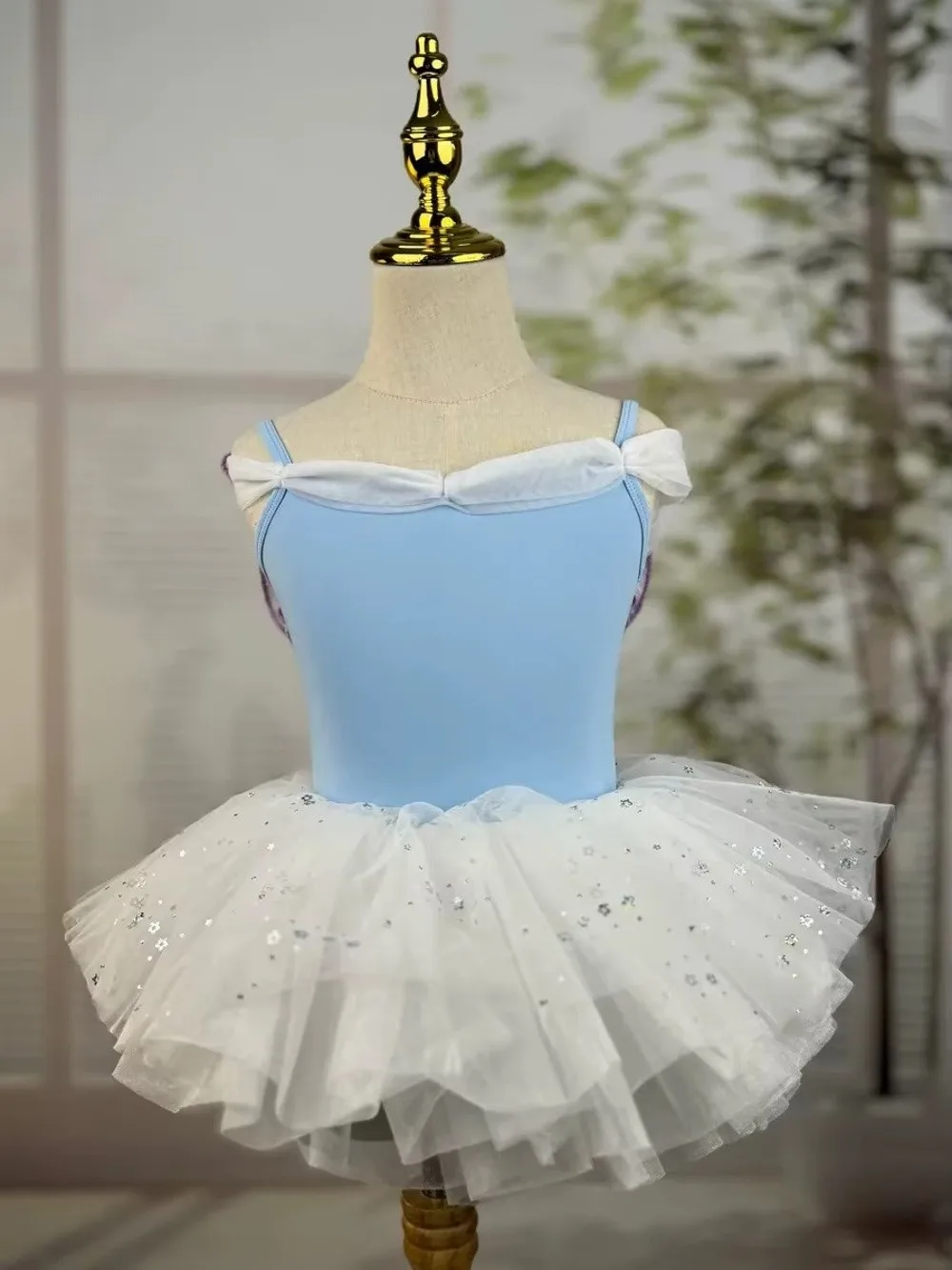 Ärmellose Ballett-Trikots für Mädchen, atmungsaktiv, mit Schmetterlingsmuster, ärmelloser Ballett-Overall, körperformende Übungstanzkleidung für Kinder – Detail 2
