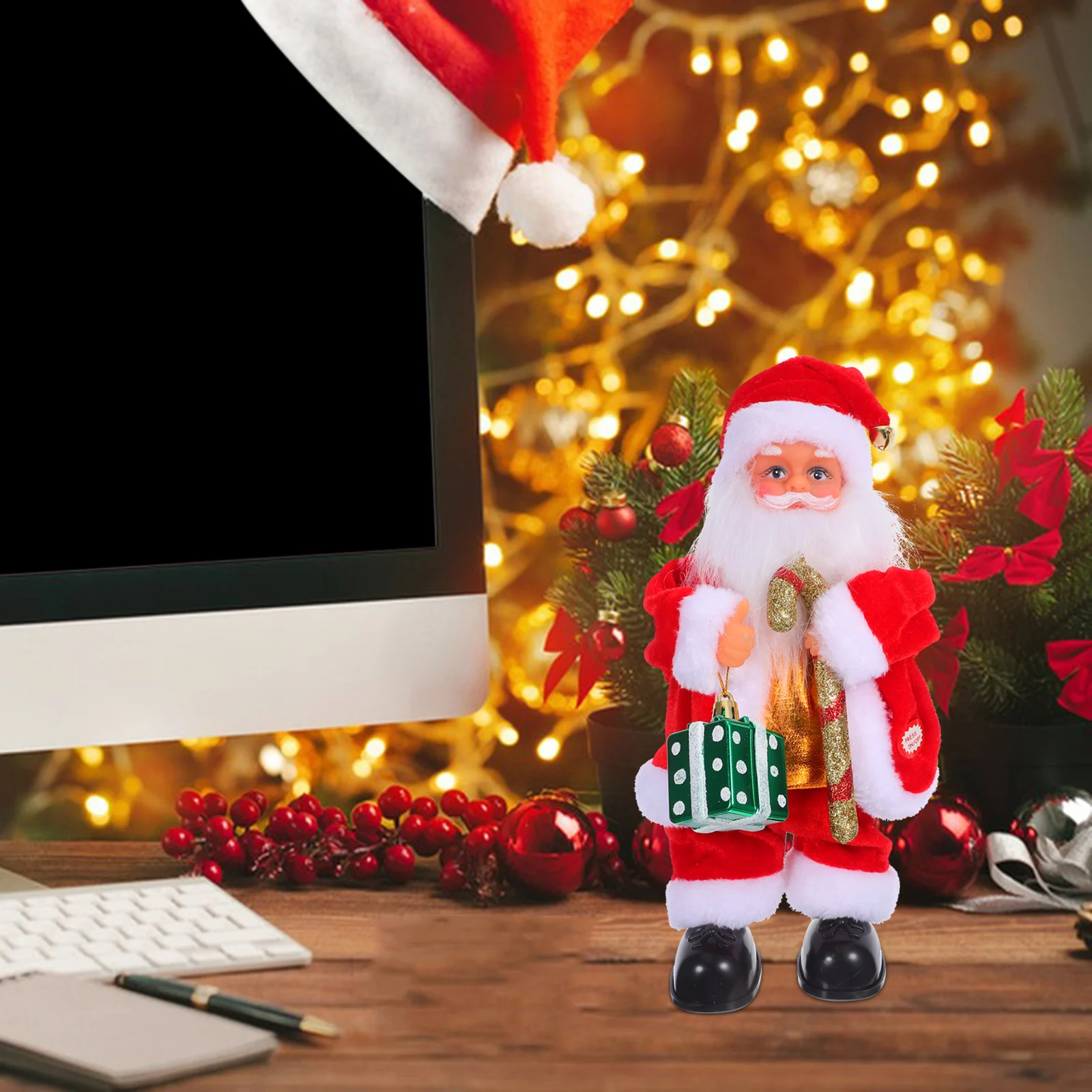 Santa Toy Christmas Party Toys Cartoon Electric Decor Crutch Favors Plastic Decorative Decorations