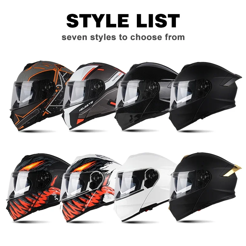 Uchoose DOT Modular helmet Full Face Helmets Crash Motorbike Protective Gear unisex Flip Up Helmet Motorcycle Double Sun Visor