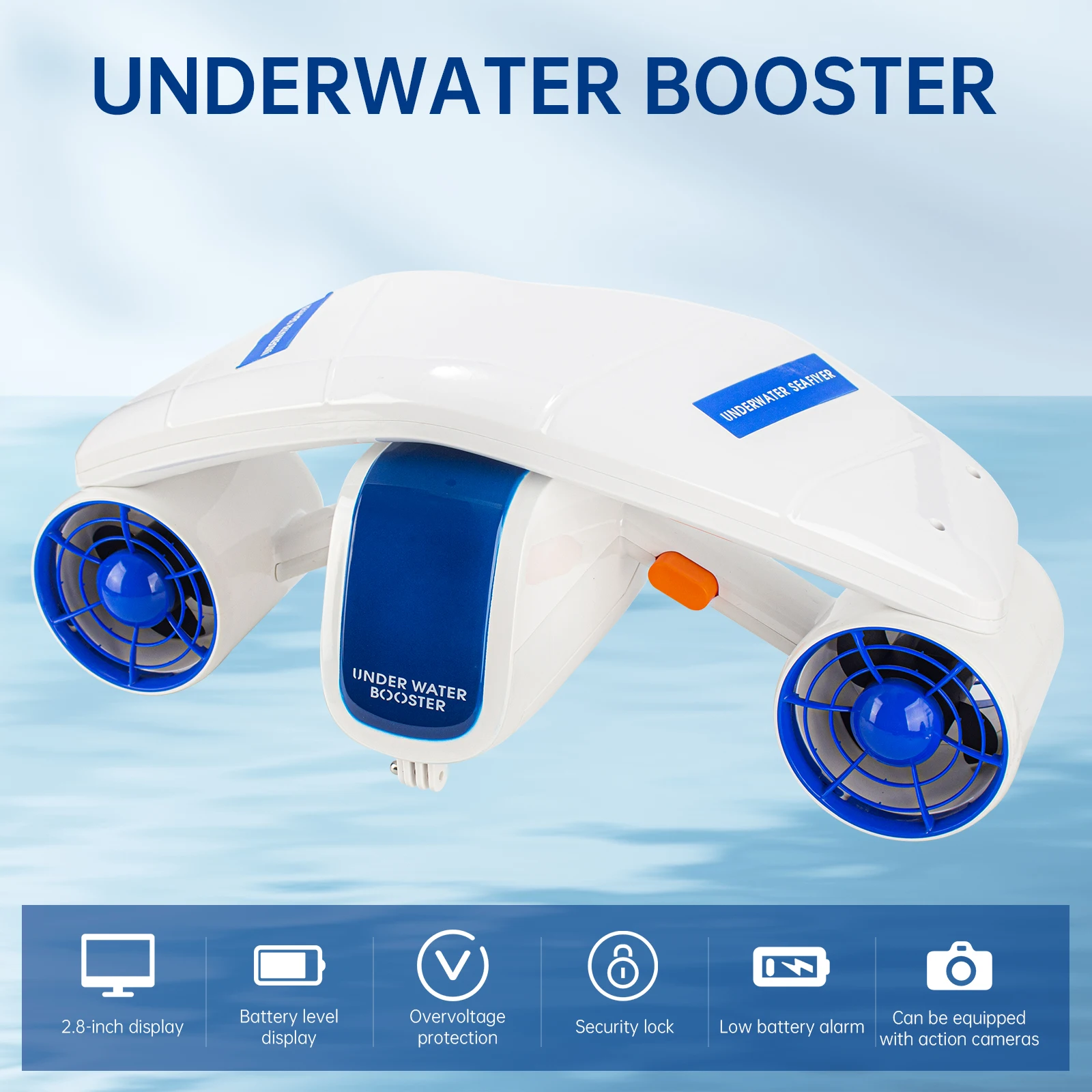 480W Electric Underwater Scooter Dual Speed Water Propeller Underwater Booster For Ocean Pool Diving
