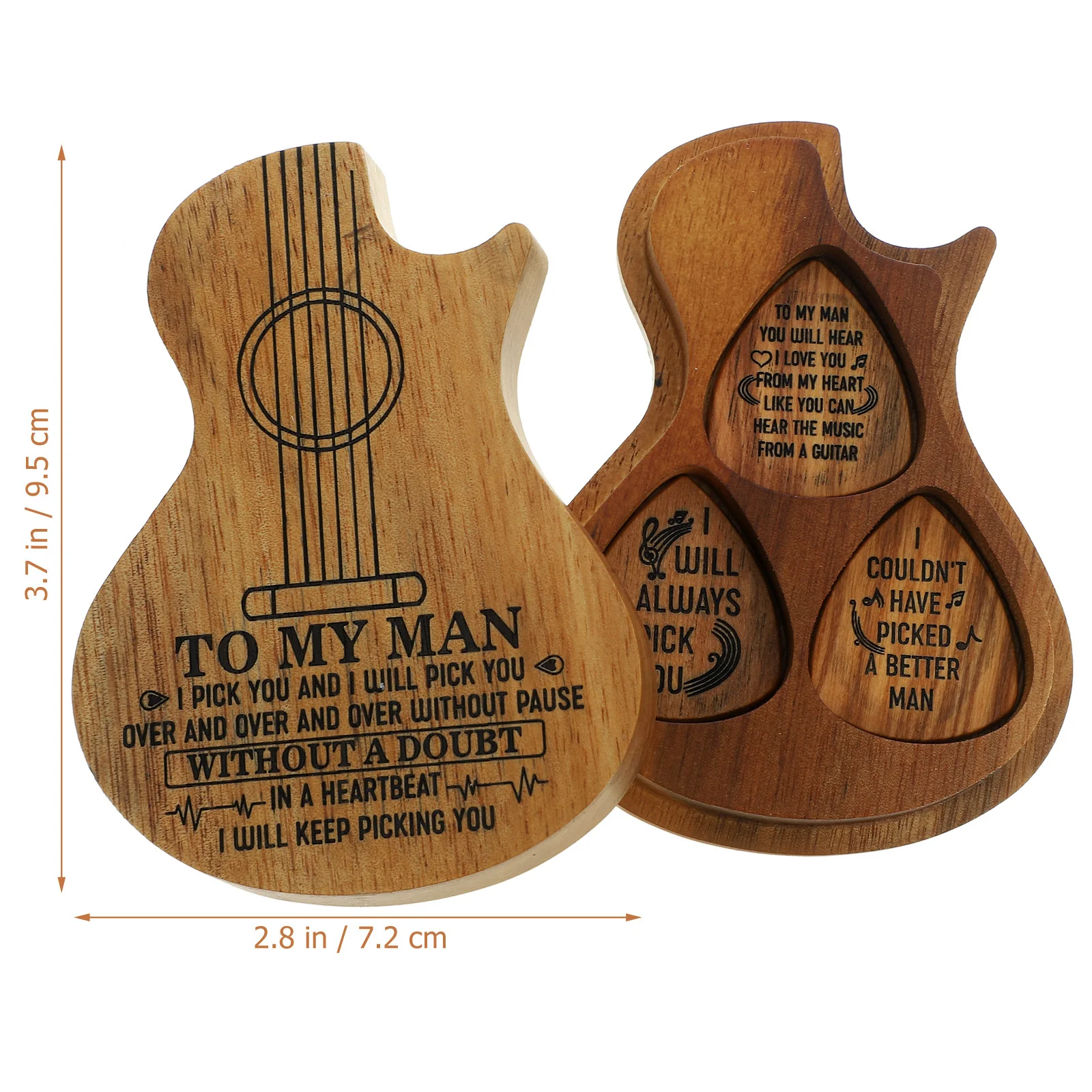 مجموعة واحدة من حقيبة تخزين الجيتار الخشبية تحمل 3 قطع منظم محمول مثالي لملحقات الجيتار هدية وحامل اختيار