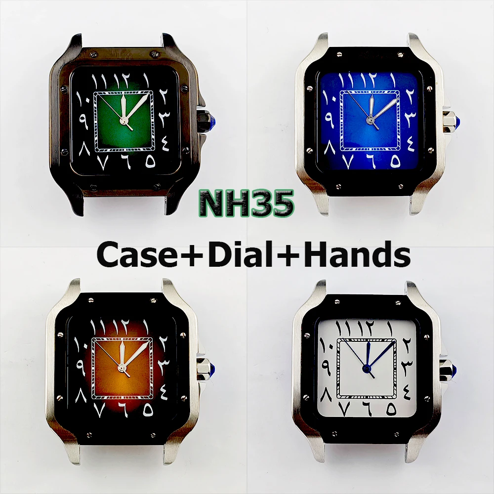 

NH35 case men's watch stainless steel square case custom logo dial with Arabic numerals dial NH35 movement watch accessories